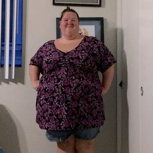 Purple and black floral Tunic